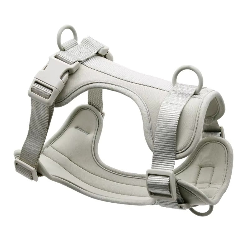 Grey adjustable padded dog harness side view – Malpetit