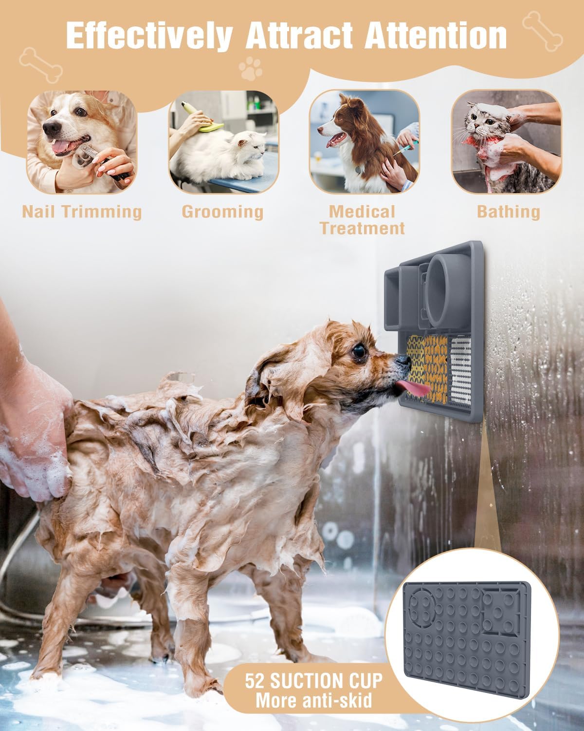 Lick mat suction cup wall mount during dog bathing – Malpetit