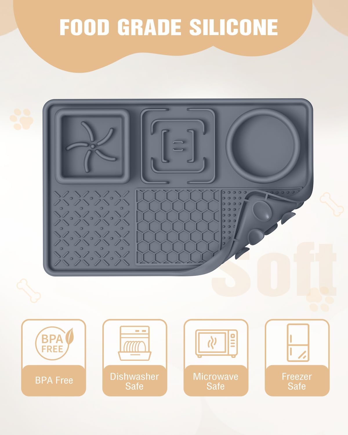 2-in-1 lick mat food-grade silicone features – Malpetit