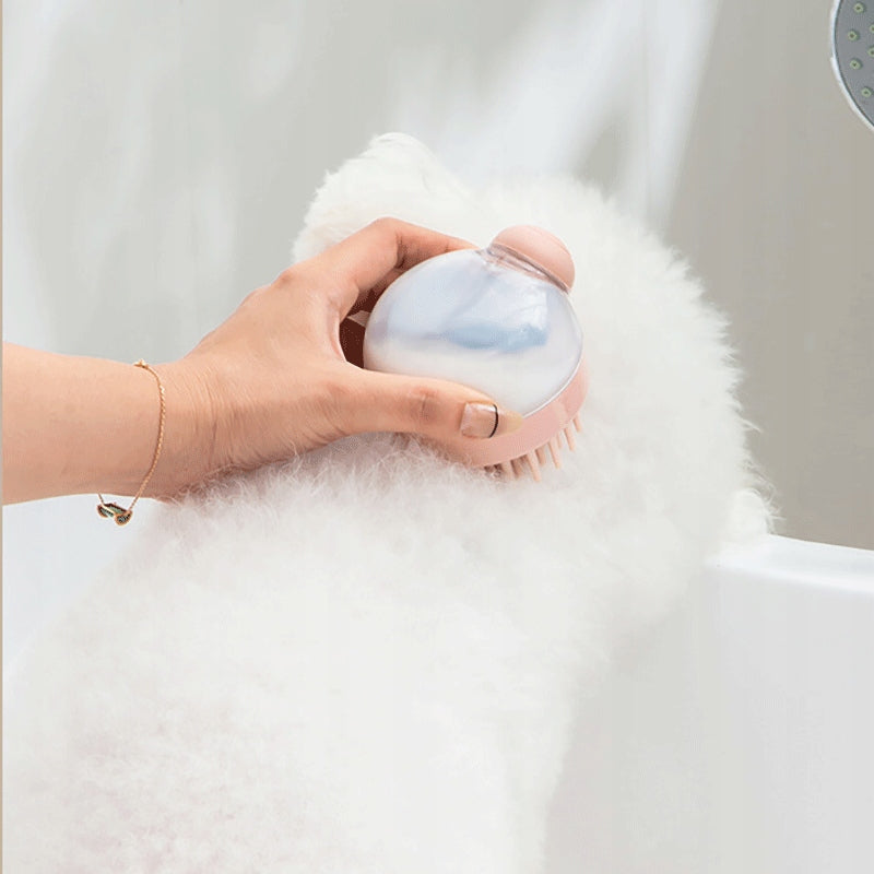 Silicone bath brush lathering soft white fur – Malpetit