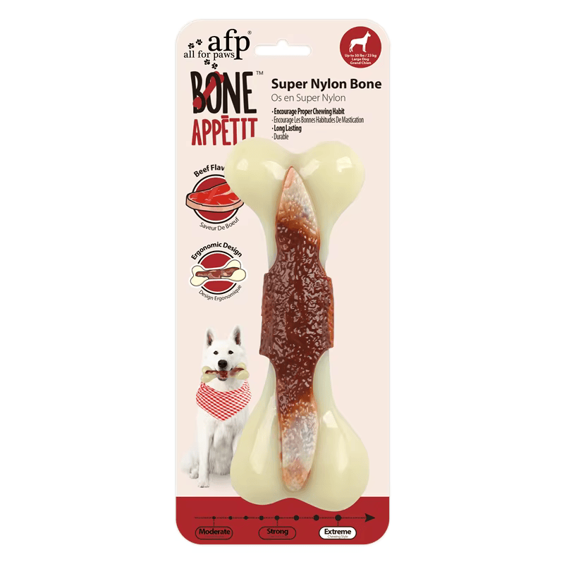 Beef-scented bone chew toy packaging – Malpetit