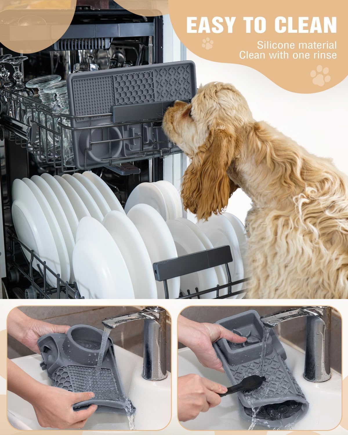 Lick mat easy to clean dishwasher safe rinse demo – Malpetit