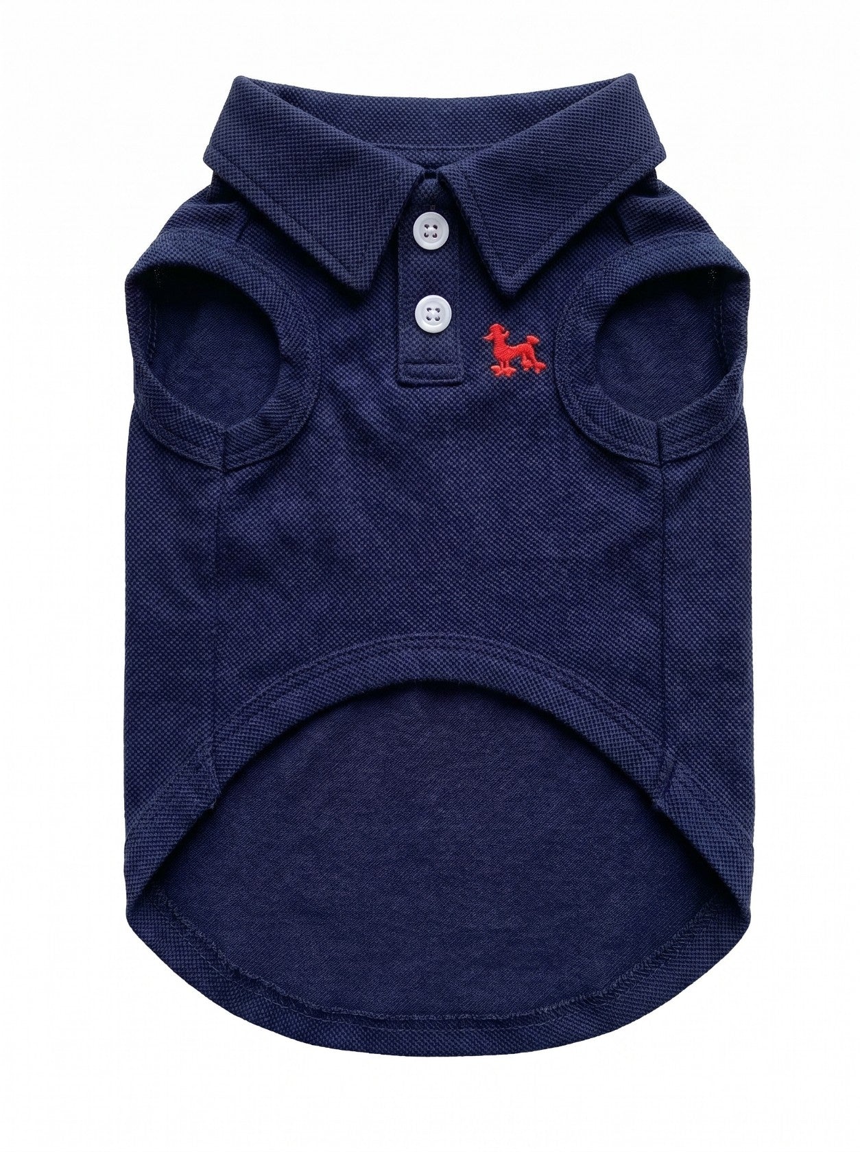 Preppy Polo dog polo shirt in navy blue flat lay – Malpetit