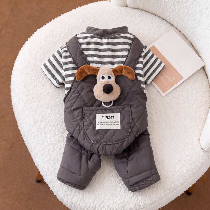 Baby Pluto dog suit in grey flat lay – Malpetit