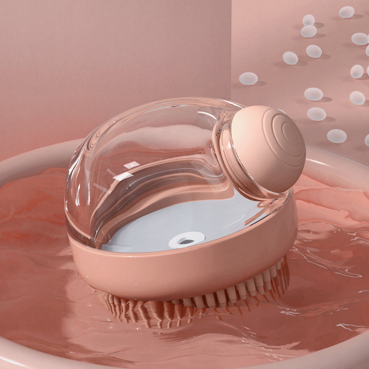Silicone bath brush stylized in water render – Malpetit