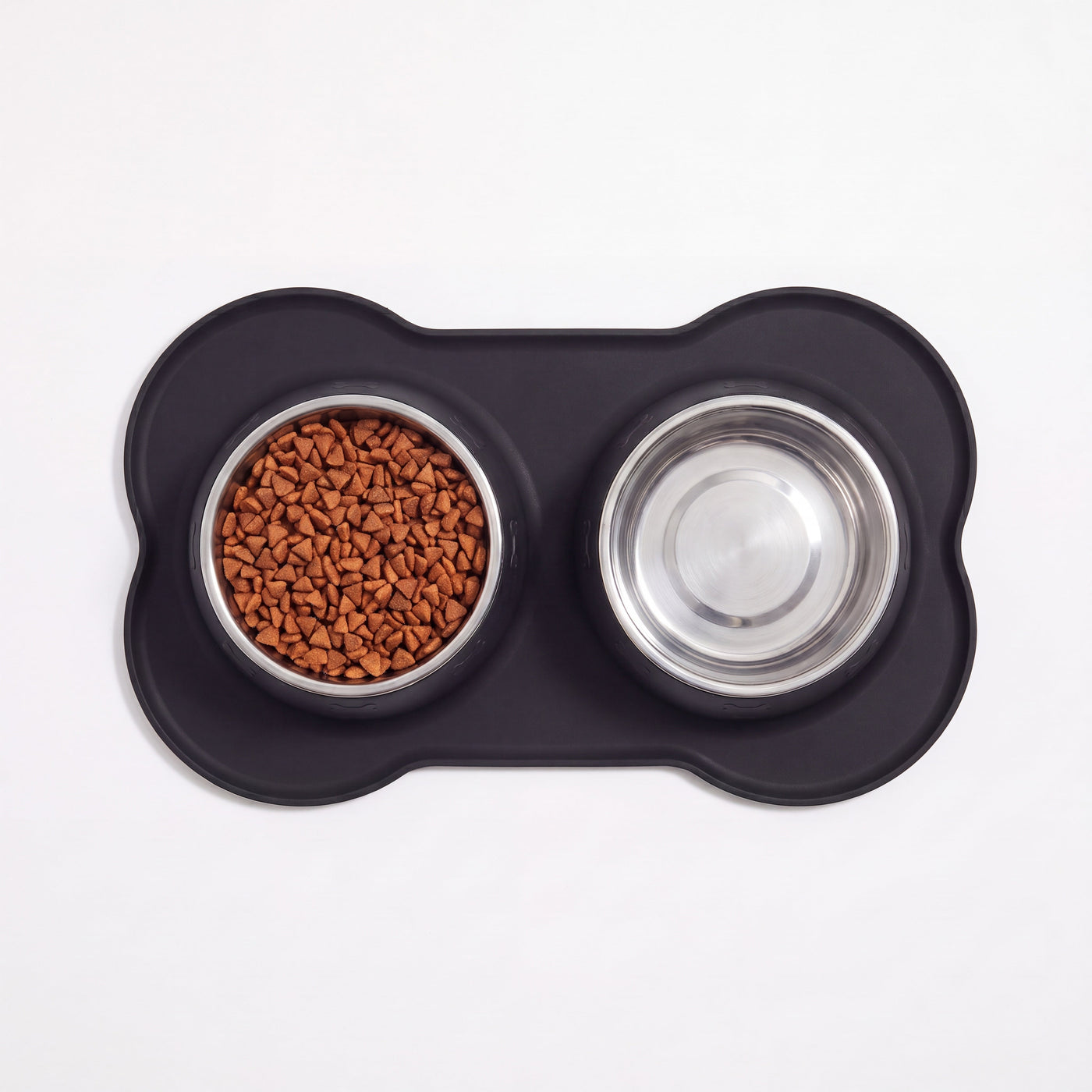 Black double travel bowl set top view – Malpetit