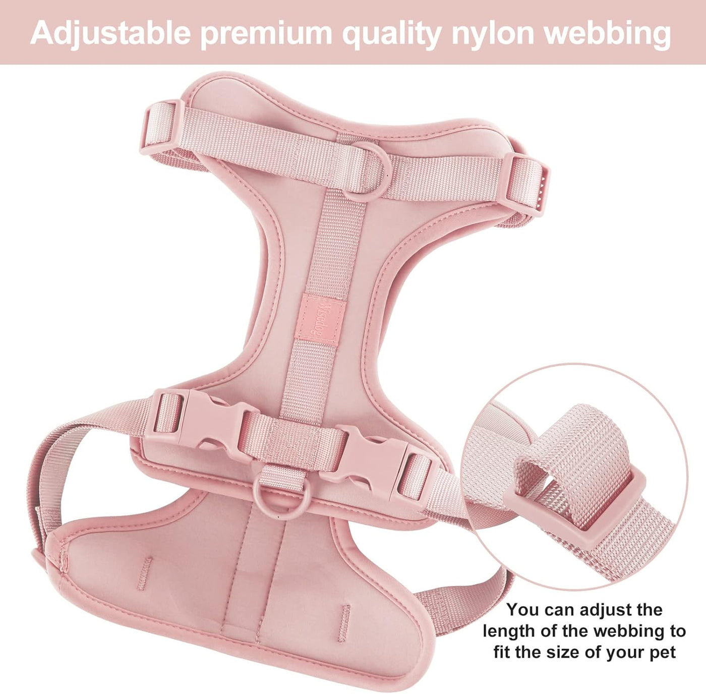 Pink harness adjustable nylon webbing feature – Malpetit