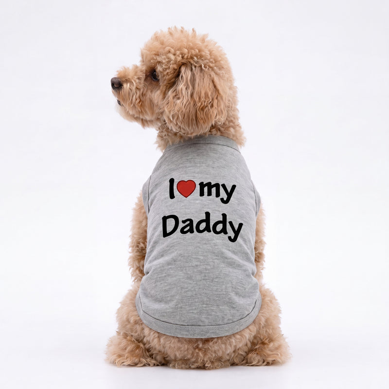 Brown poodle from behind in I love my Daddy dog t-shirt grey – Malpetit