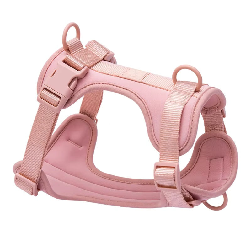 Pink adjustable padded dog harness side view – Malpetit