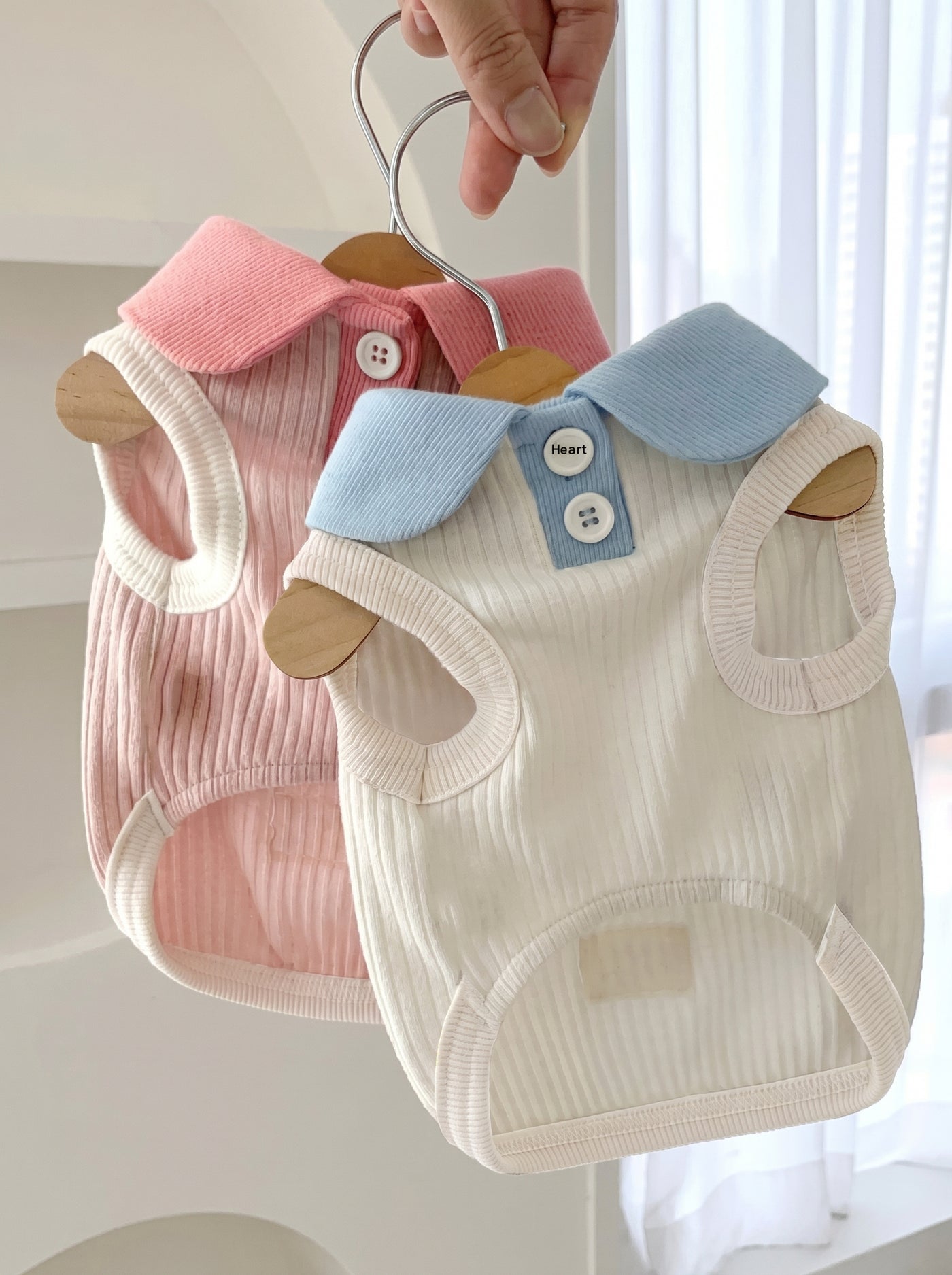 Pawlo Polo cloud blue and pink polo shirts on hangers – Malpetit