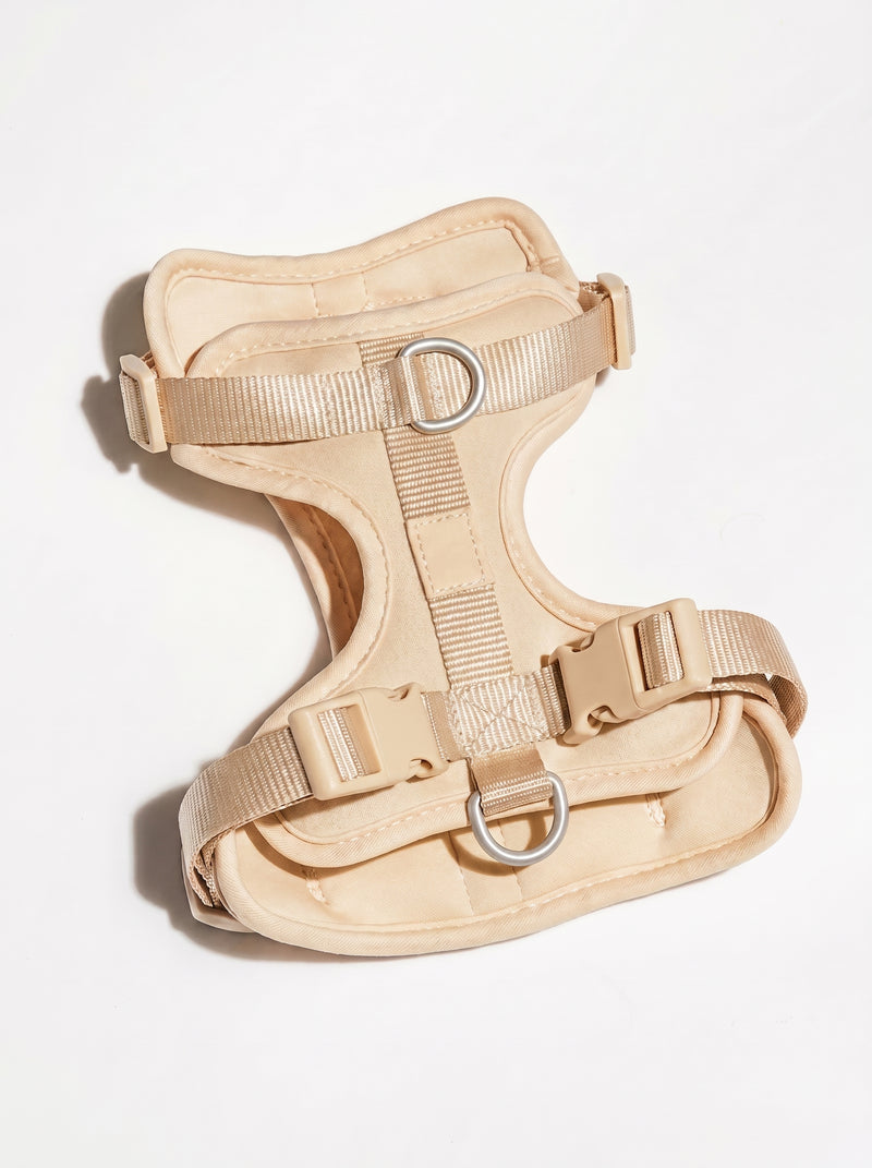 Adjustable padded dog harness in beige – Malpetit