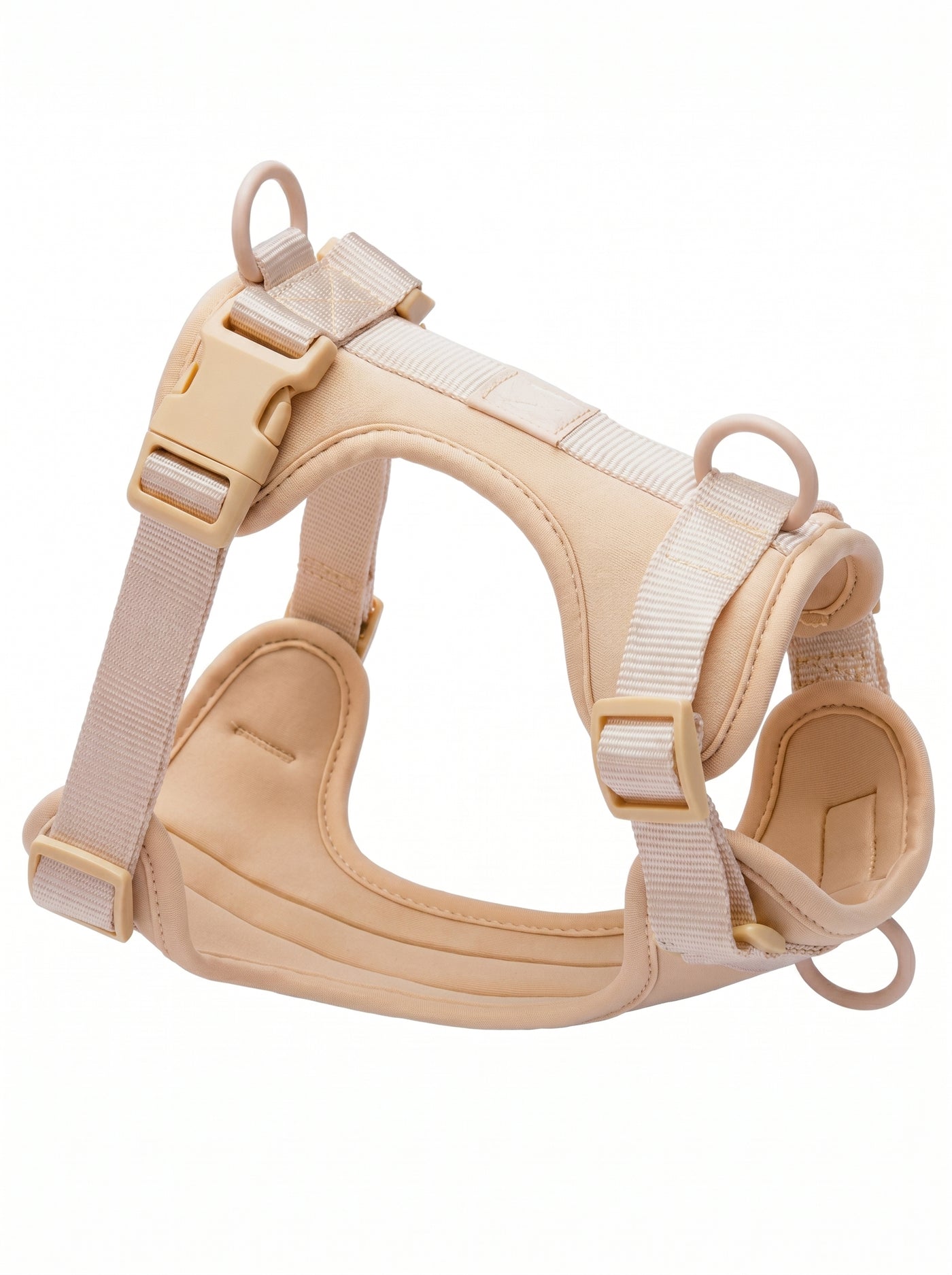 Beige adjustable padded dog harness side view – Malpetit
