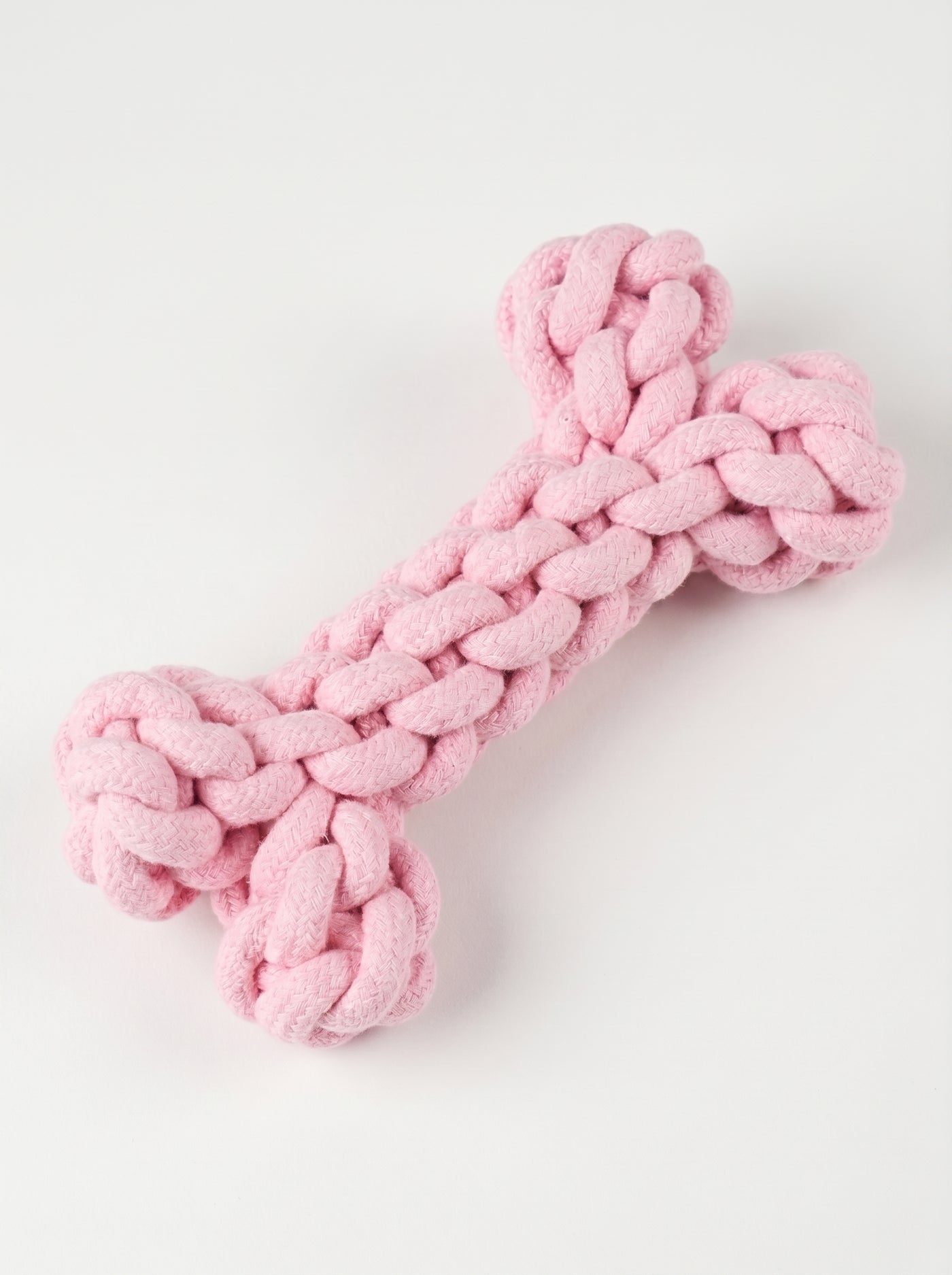 Cotton rope bone dog toy in pink colorway – Malpetit