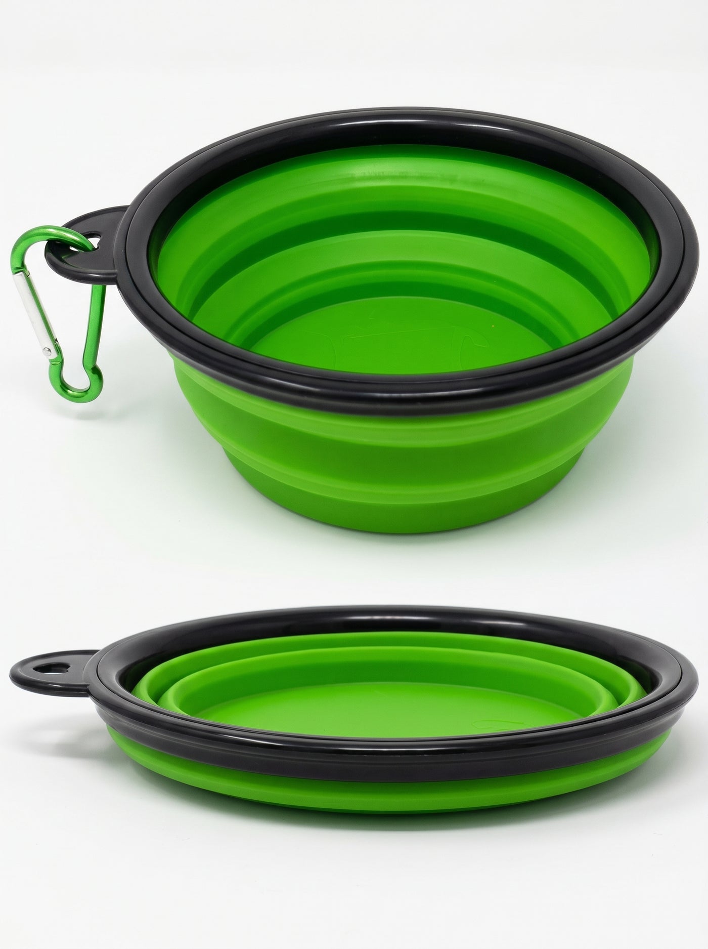 Green foldable travel bowl unfolded and folded flat – Malpetit