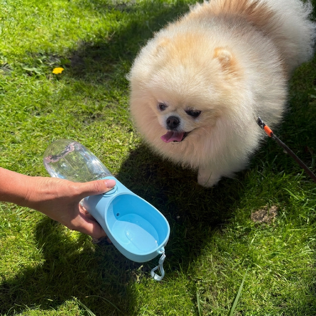 Portable Pet Water Bottle with Bowl Dispenser 450ml – BPA Free