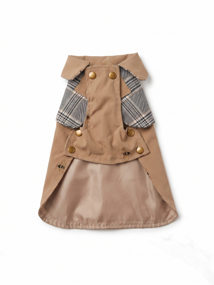 Chelsea dog trench coat in beige flat lay – Malpetit