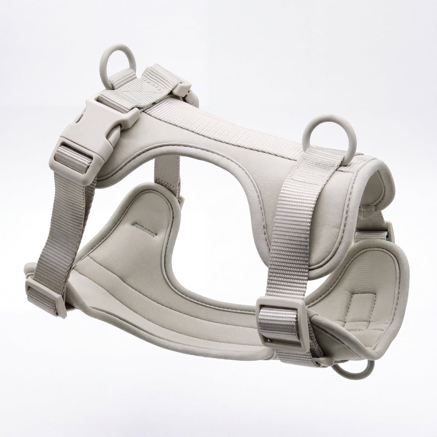 Grey adjustable padded dog harness side view – Malpetit