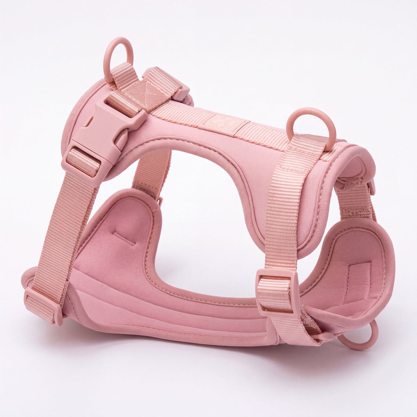 Pink adjustable padded dog harness side view – Malpetit