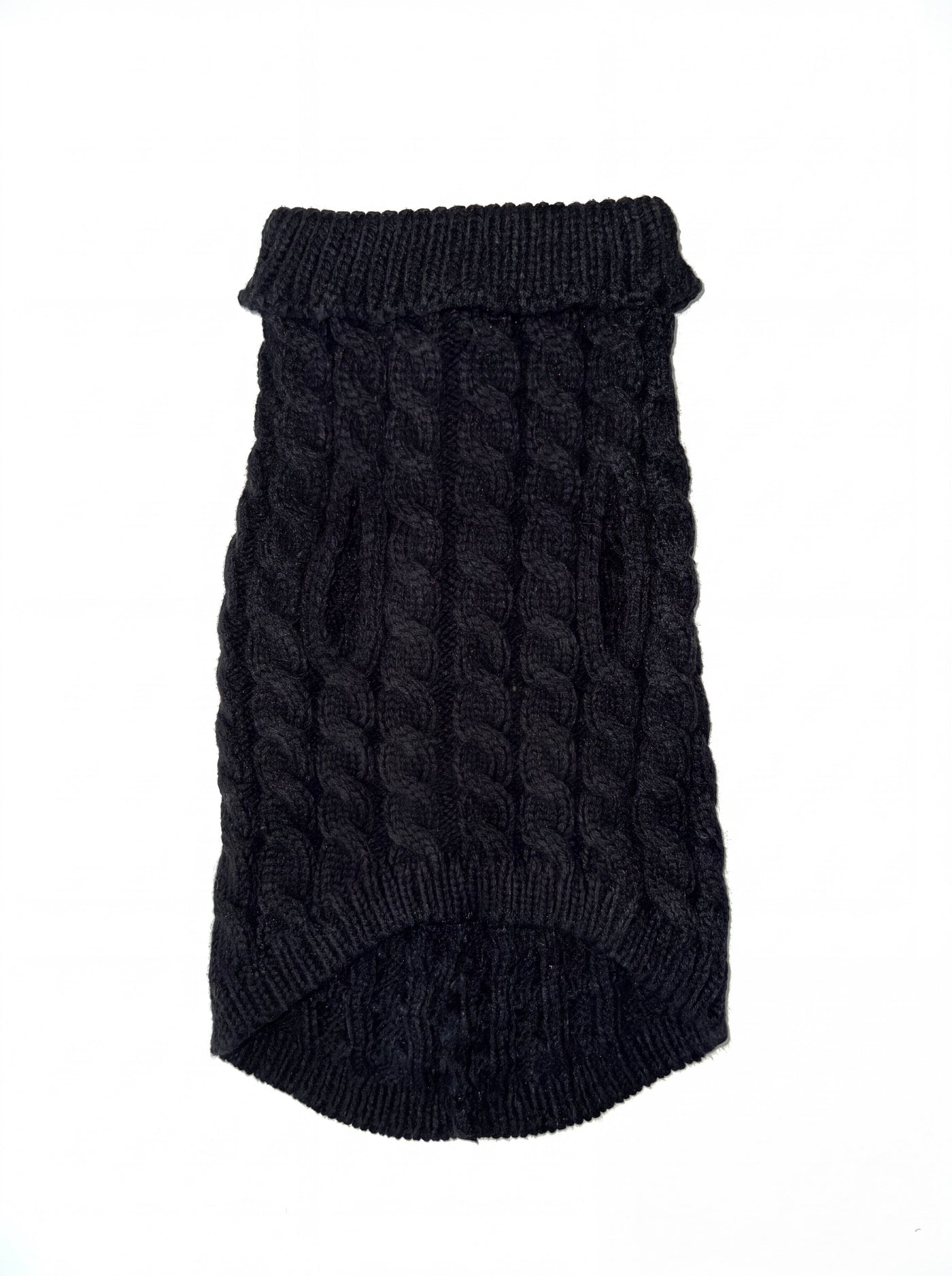 Warm Knit dog turtleneck black flat lay side view – Malpetit