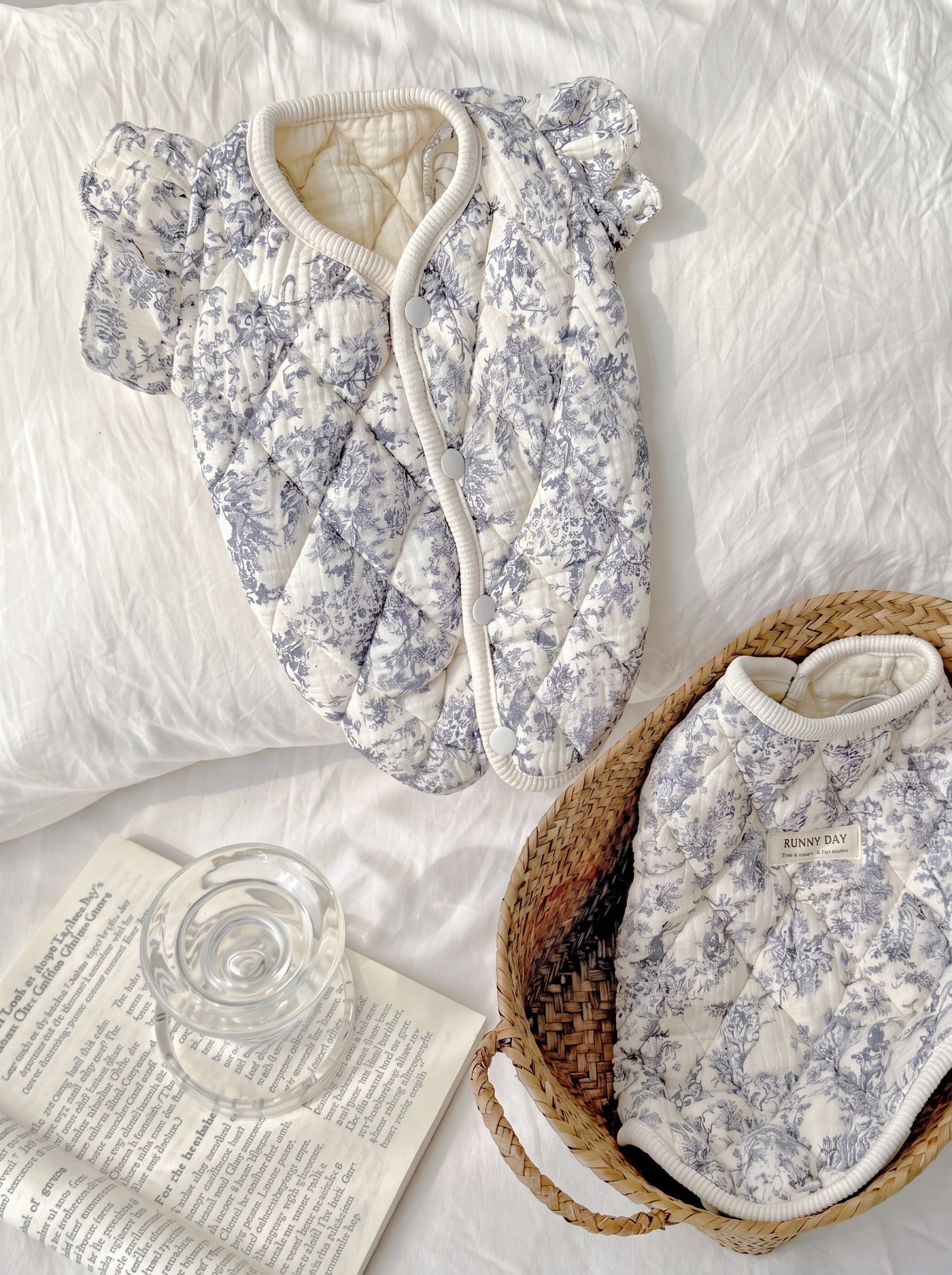 Lady Di dog vest in white styled flat lay – Malpetit