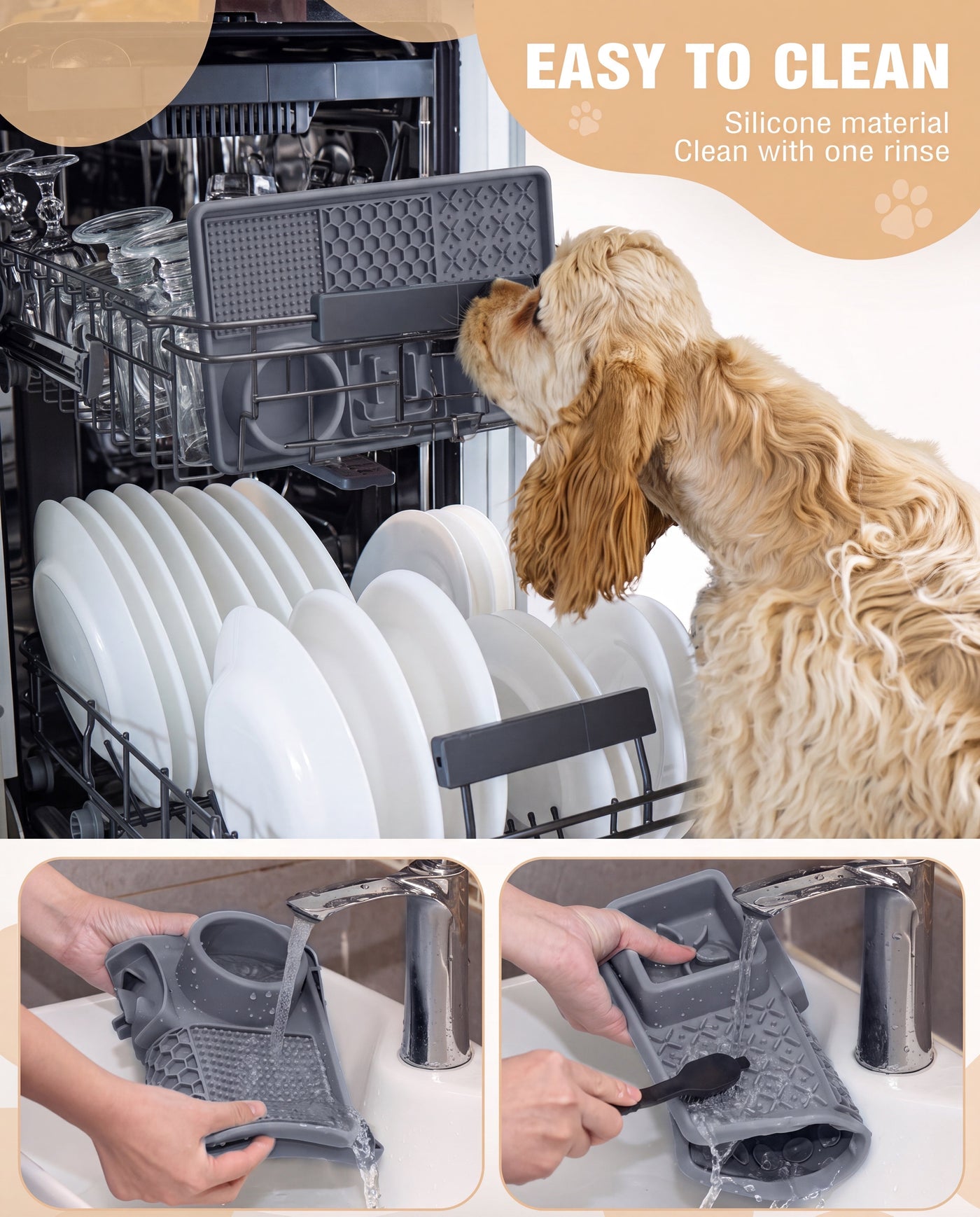 Lick mat easy to clean dishwasher safe rinse demo – Malpetit