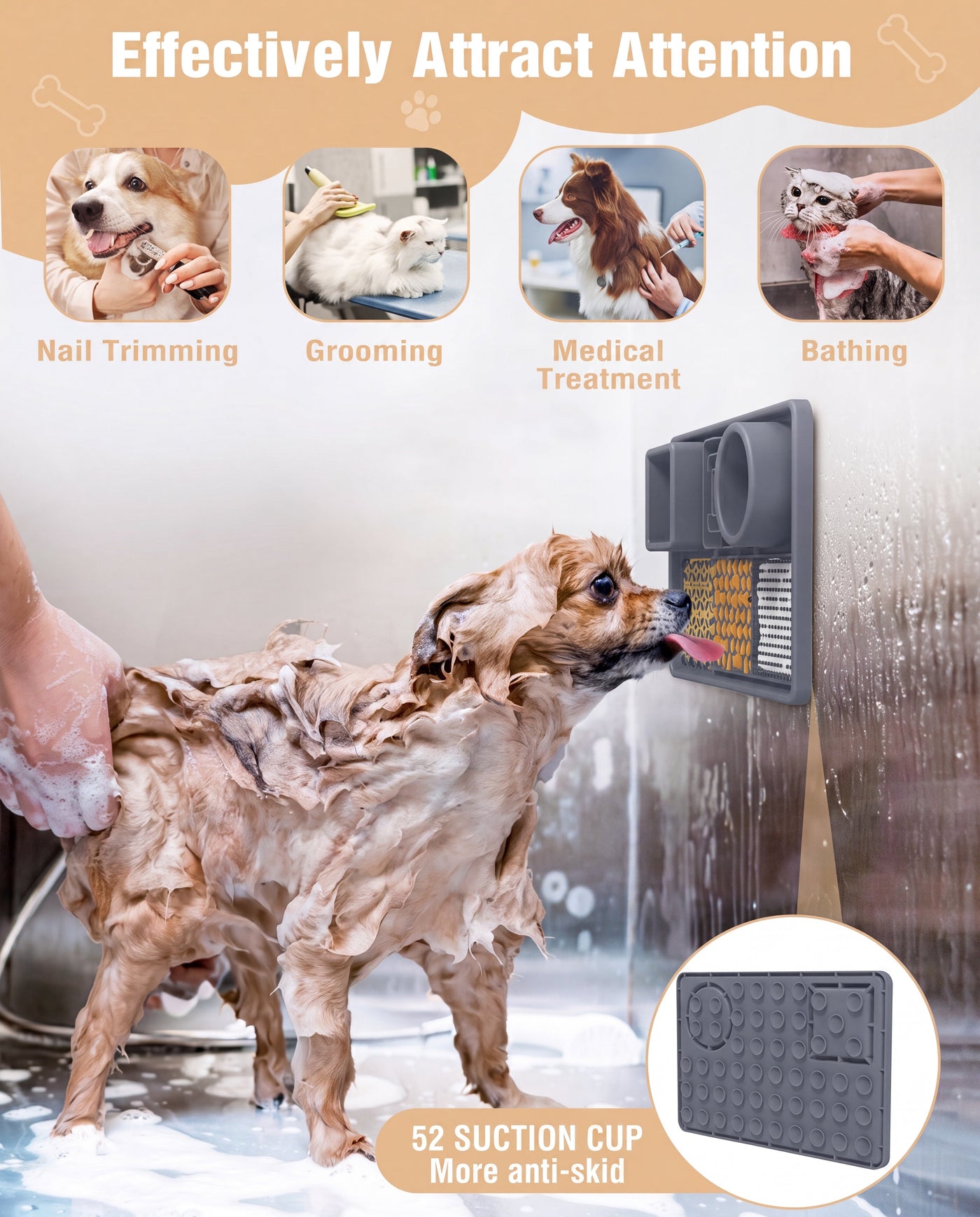 Lick mat suction cup wall mount during dog bathing – Malpetit